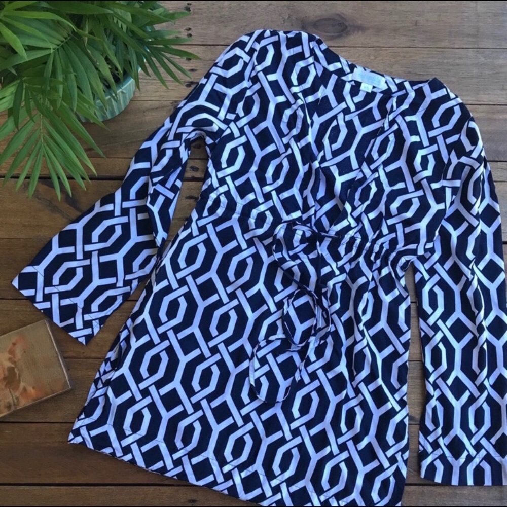 Escapada Navy blue and White Swim Cover up Tunic